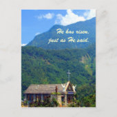 Hij is opgestaan!! -Mountain Church Pasen Thema Feestdagenkaart (Voorkant)