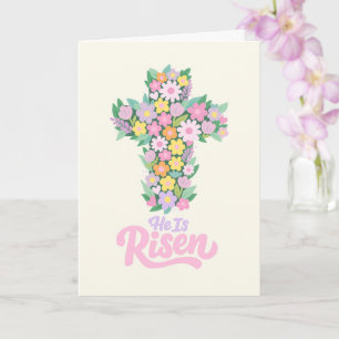 Hij Is Opgestaan Paas Christelijk Bloemkruis Kaart