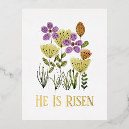 Hij Is Opgestaan Paasbloem Kerkdiensten Folie Feestdagen Briefkaart