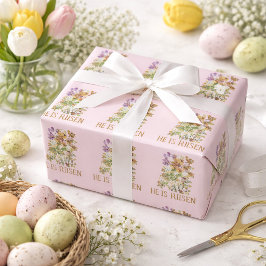 Hij Is Opgestaan Paasbloemen Cadeaupapier