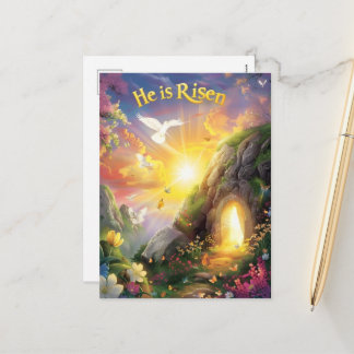 Hij Is Opgestaan — Paasopstanding — Lukas 24:6 Feestdagenkaart