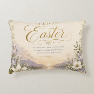 Hij Is Opgestaan Pasen, Elegante Bloemkruis Christ Accent Kussen