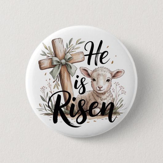 Hij Is Opgestaan Pasen Ronde Button 5,7 Cm (Voorkant)