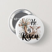 Hij Is Opgestaan Pasen Ronde Button 5,7 Cm (Voorkant /achterkant)