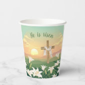 Hij is opgestaan Pasen Sunrise Paper cup Papieren Bekers (Achterkant)