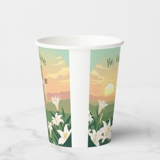 Hij is opgestaan Pasen Sunrise Paper cup Papieren Bekers (Links)