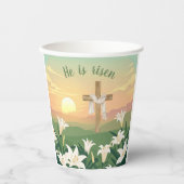 Hij is opgestaan Pasen Sunrise Paper cup Papieren Bekers (Voorkant)
