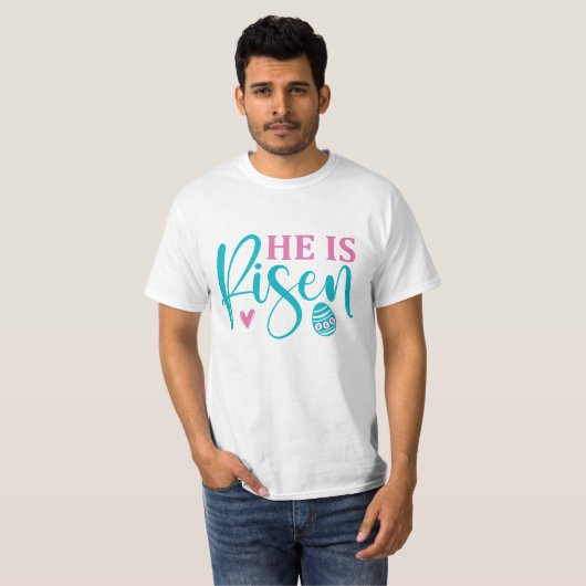 Hij Is Opgestaan - Pasen T-shirt (Voorkant volledig)