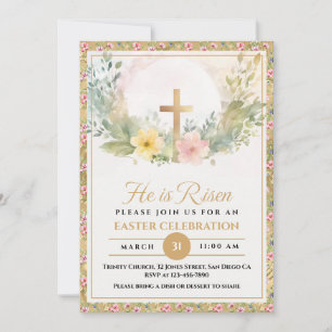 Hij Is Opgestaan Pasen Waterverf Bloemen, Religieu Aankondiging