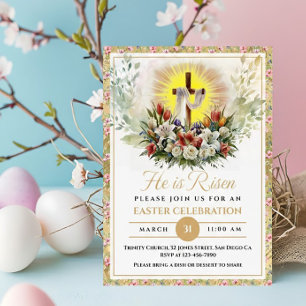 Hij Is Opgestaan Pasen Waterverf Bloemen, Religieu Aankondiging