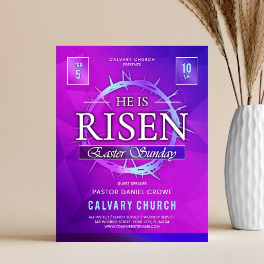 Hij Is Opgestaan Pasen Zondag Kerk Flyer