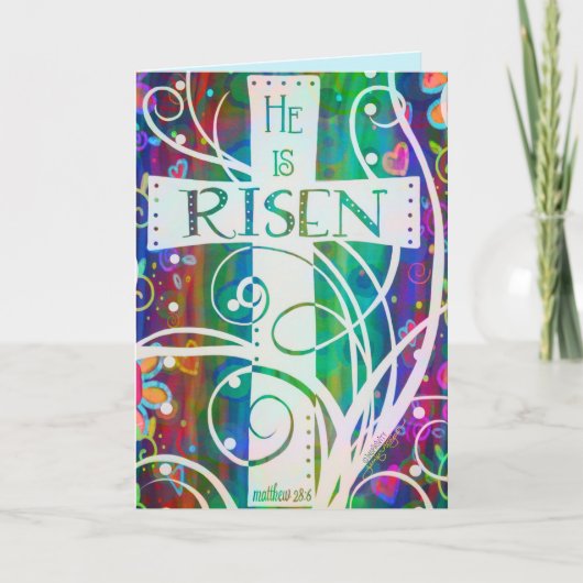 Hij is Opgestaan Pretty Religious Inspirivity Pase Kaart (Voorkant)