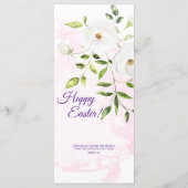 Hij is opgestaan religieus Christelijk citaat roze Menu (Achterkant)