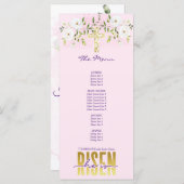 Hij is opgestaan religieus Christelijk citaat roze Menu (Voorkant / Achterkant)