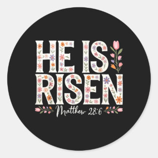 Hij is Opgestaan Retro Bloem Christelijk Ronde Sticker