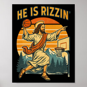 Hij Is Opgestaan Rizzin Pasen Christelijk Geloof J Poster