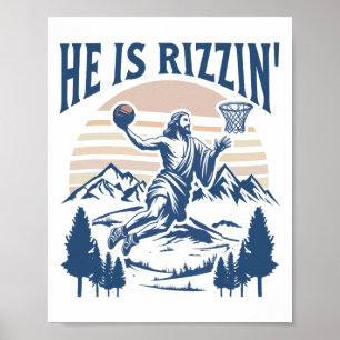 Hij Is Opgestaan Rizzin' Pasen Jezus Christelijk G Poster