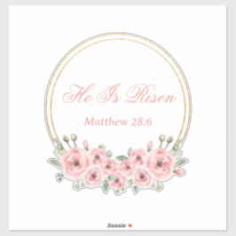 Hij is opgestaan roze bloemenpaas Stickers
