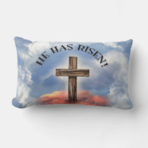 Hij Is Opgestaan Ruw Kruis Met Wolken Kussen
