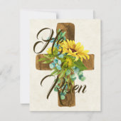 Hij is Opgestaan zonnebloem kruis (Voorkant)