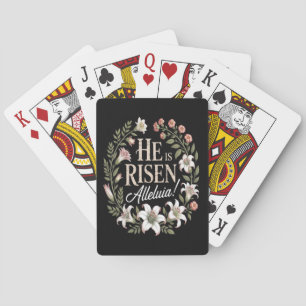 Hij Is Opgewekt Alleluia Bloemrijke Christelijke P Pokerkaarten