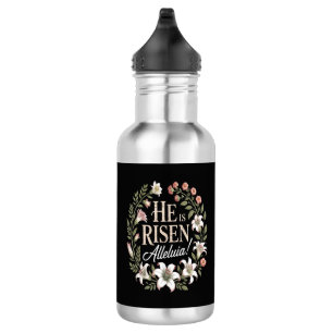Hij Is Opgewekt Alleluia Bloemrijke Christelijke P Waterfles