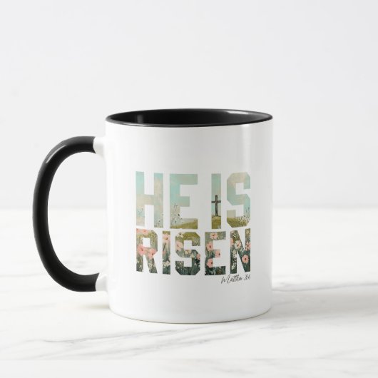 Hij is Opgewekt Boho Pasen Christelijk Jezus Mok (Links)