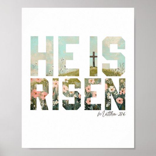 Hij is Opgewekt Boho Pasen Christelijk Jezus Poster (Voorkant)