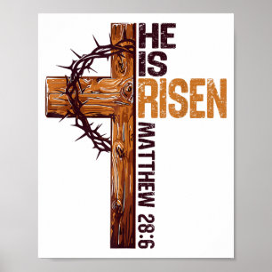 Hij Is Opgewekt Christelijk Kruis Jezus Bijbelvers Poster