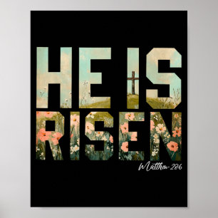 Hij Is Opgewekt Christelijk Kruis Jezus Bijbelvers Poster