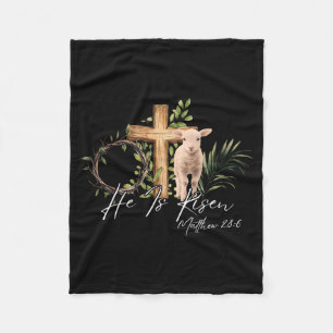 Hij Is Opgewekt Christelijk Kruis Jezus Schaap Bij Fleece Deken
