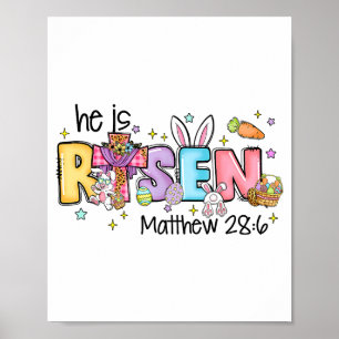 Hij Is Opgewekt Christelijke Jezus Bijbelvers Koni Poster