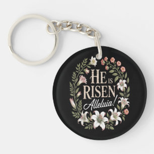 Hij Is Opgewekt Halleluja Bloemrijke Christelijke  Sleutelhanger