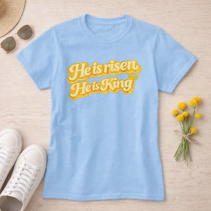 Hij is Opgewekt Hij is Koning Retro Lettertype Chr T-shirt