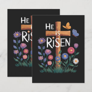Hij Is Opgewekt Jezus Bloemige Christelijke Pasen Kaart