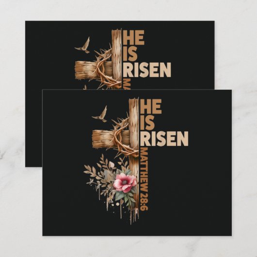 Hij is Opgewekt Jezus Christelijk Religieus Pasen Kaart (Voorkant / Achterkant)