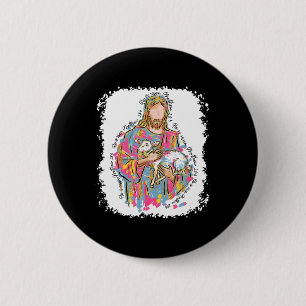 Hij Is Opgewekt Jezus En Lam God Gelukkig Pasen Ch Ronde Button 5,7 Cm