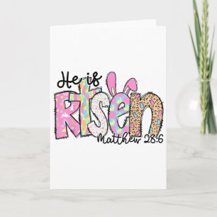 Hij Is Opgewekt Konijn Christelijk Kruis Gelukkige Kaart