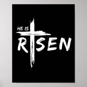 Hij Is Opgewekt Kruis Jezus Religieus Pasen Chris Poster