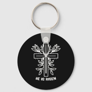 Hij Is Opgewekt Kruis Jezus Religieuze Pasen Dag C Sleutelhanger