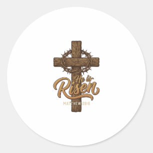 Hij Is Opgewekt Kruis Kroon Van Doornen Christelij Ronde Sticker