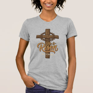 Hij Is Opgewekt Kruis Kroon Van Doornen Christelij T-shirt
