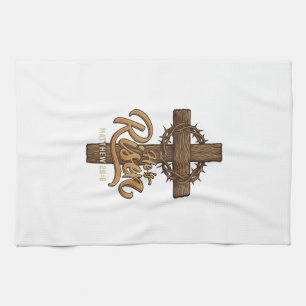 Hij Is Opgewekt Kruis Kroon Van Doornen Christelij Theedoek