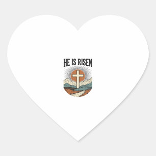 Hij Is Opgewekt Kruis Zonsopgang Christelijk Pasen Hart Sticker