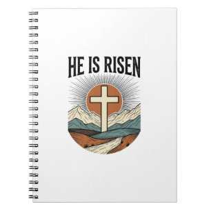 Hij Is Opgewekt Kruis Zonsopgang Christelijk Pasen Notitieboek