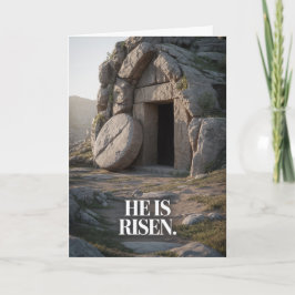 Hij Is Opgewekt Leeg Graf Christelijke Pasen Kaart
