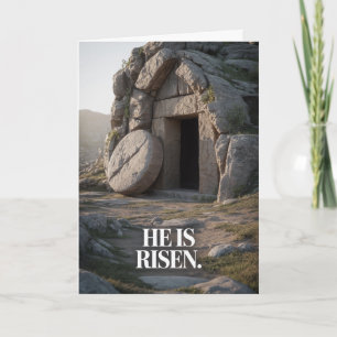 Hij Is Opgewekt Leeg Graf Christelijke Pasen Kaart