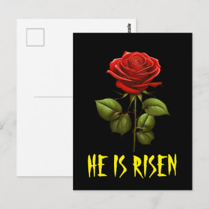 Hij Is Opgewekt Mattheüs 28:6 Pasen Rode Roos Briefkaart