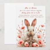 "Hij Is Opgewekt" Pasen Eierspel Uitnodiging (Voorkant / Achterkant)