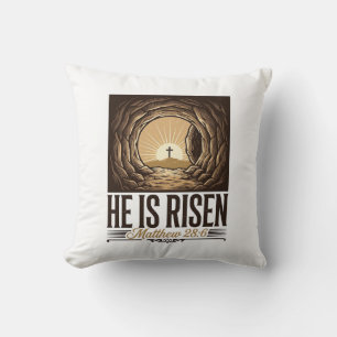 Hij Is Opgewekt Pasen Graf Kruis Vintage Christeli Kussen